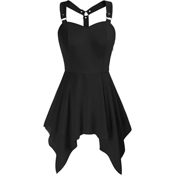 𝅺BLACK Scarlet Tank Top Spaghetti Strap Camisole Chiffon Sleeveless Halter NWT - Picture 3 of 5